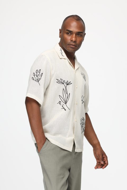 Relax Fit Shirt Half Beige - Image 3
