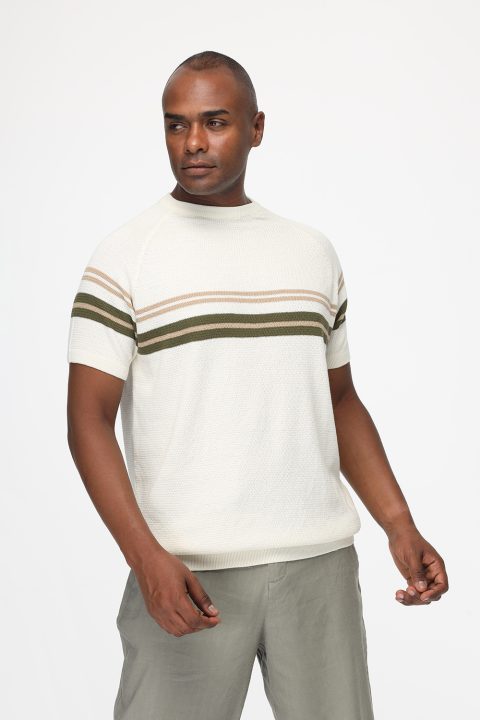 Regular Fit Knitted T-Shirt Beige