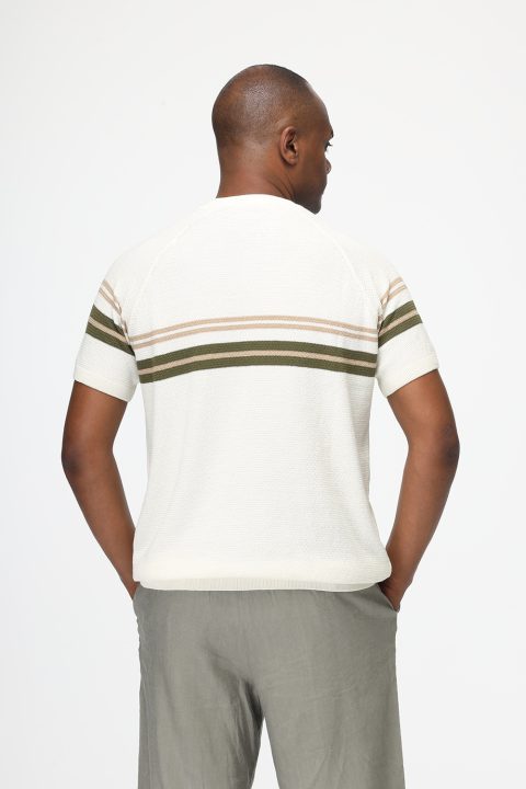 Regular Fit Knitted T-Shirt Beige - Image 3