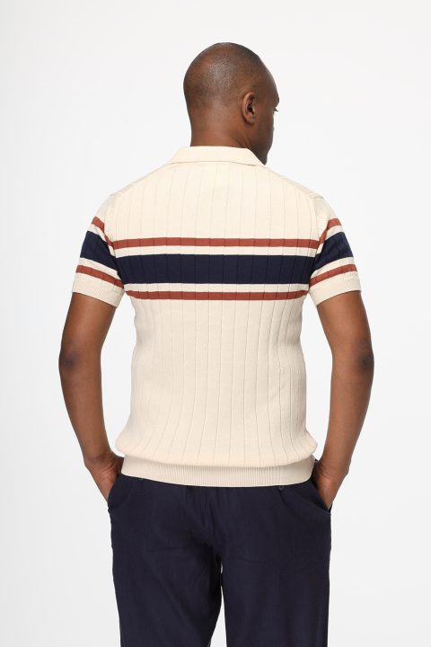 Polo Shirt Regular Fit Knitted Beige - Image 3