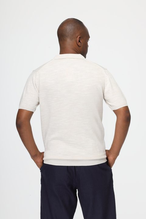 Polo Shirt Regular Fit Knitted Beige - Image 3