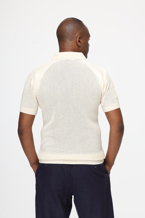 Polo Shirt Regular Fit Knitted Beige - Image 3
