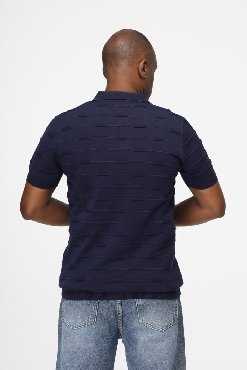 Polo Shirt Regular Fit Knitted Dark Blue - Image 3