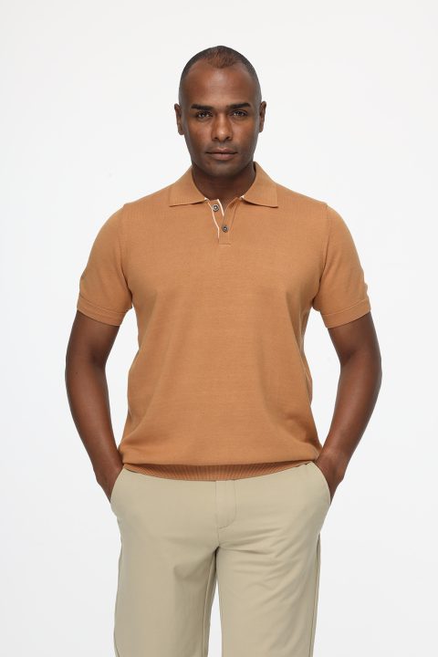 Polo Shirt Regular Fit Knitted Beige