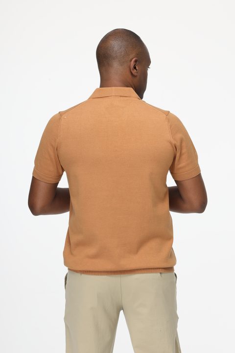 Polo Shirt Regular Fit Knitted Beige - Image 3