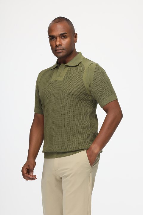 Polo Shirt Regular Fit Knitted Green - Image 3