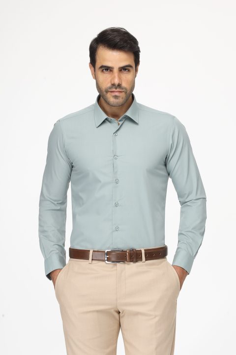 Classic Shirt Slim fit Light Green - Image 3
