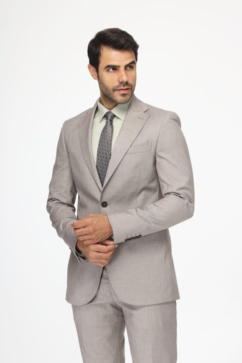 Slim Fit Suit Beige - Image 3