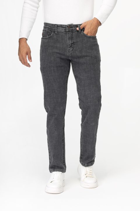 Slim Straight Fit Trousers Jeans Dark Gray