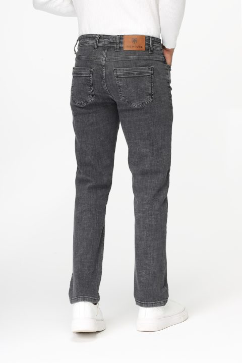 Slim Straight Fit Trousers Jeans Dark Gray - Image 4
