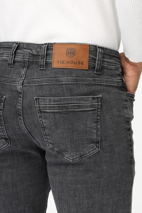 Slim Straight Fit Trousers Jeans Dark Gray - Image 5