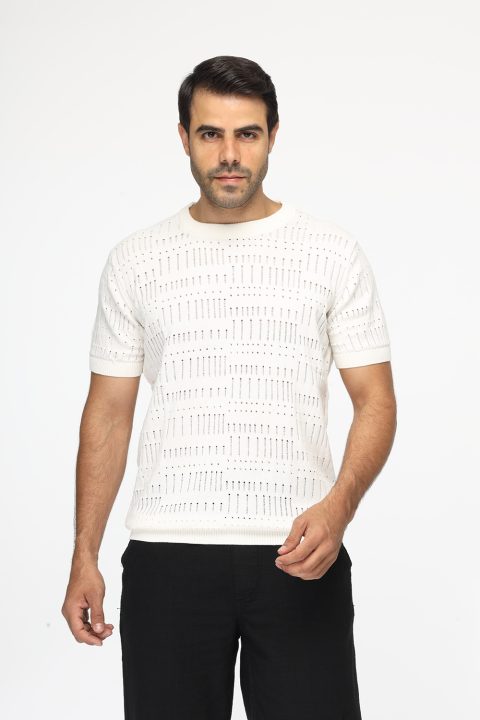 Regular Fit Knitted T-Shirt Off White