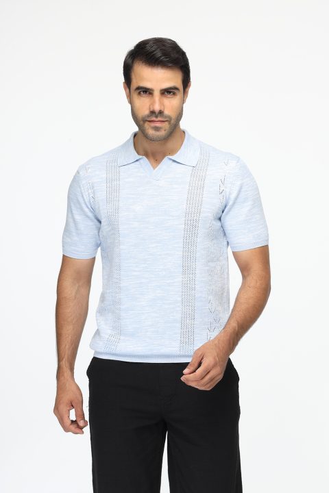 Polo Shirt Regular Fit Knitted Light Blue