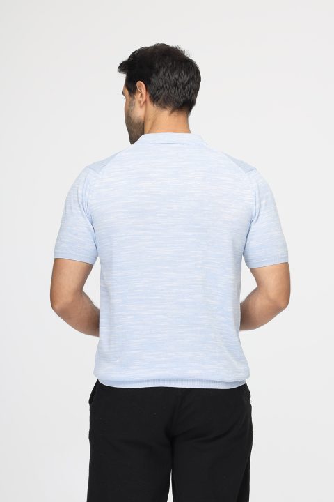 Polo Shirt Regular Fit Knitted Light Blue - Image 3