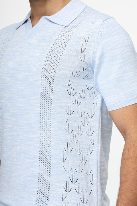 Polo Shirt Regular Fit Knitted Light Blue - Image 4