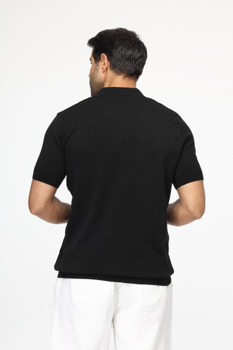 Polo Shirt Regular Fit Knitted Black - Image 3