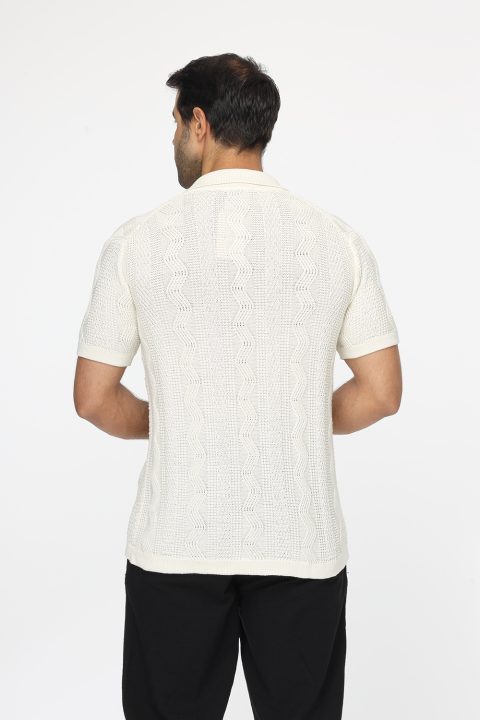 Polo Shirt Regular Fit Knitted Beige - Image 3