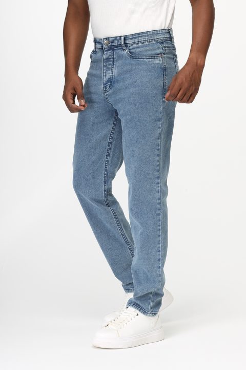 Slim Straight Fit Trousers Jeans Light Blue - Image 3