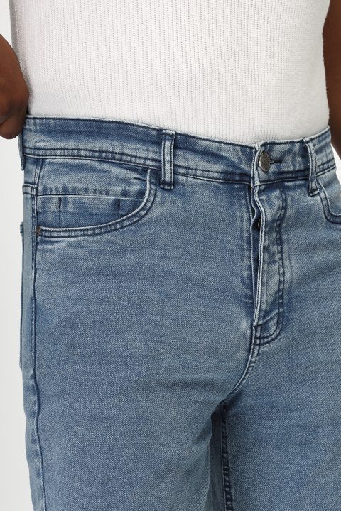 Slim Straight Fit Trousers Jeans Light Blue - Image 4