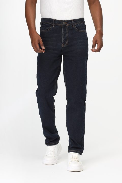 Slim Straight Fit Trousers Jeans Dark Blue