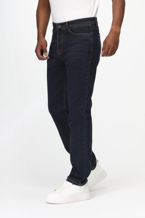 Slim Straight Fit Trousers Jeans Dark Blue - Image 3