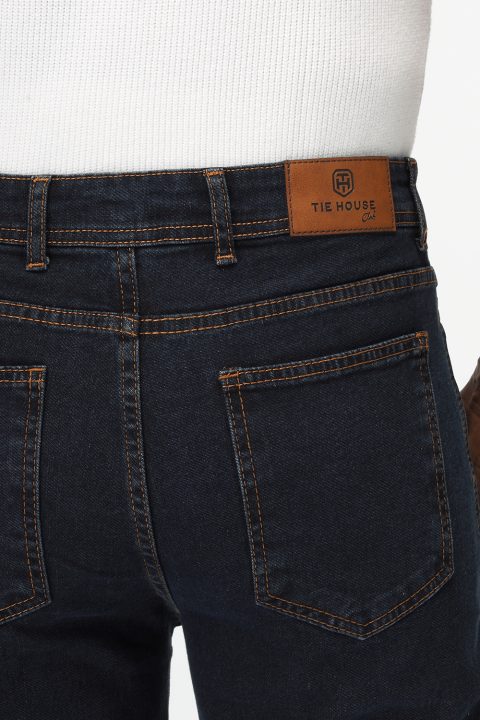 Slim Straight Fit Trousers Jeans Dark Blue - Image 5