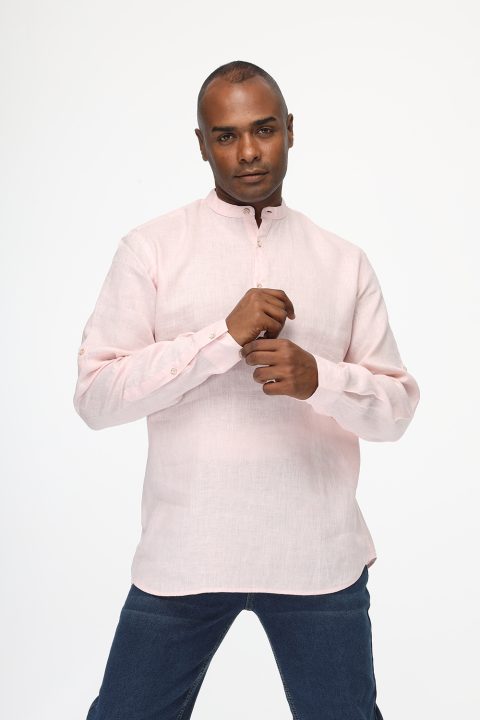 Regular Fit Linen Shirt Rose - Image 3