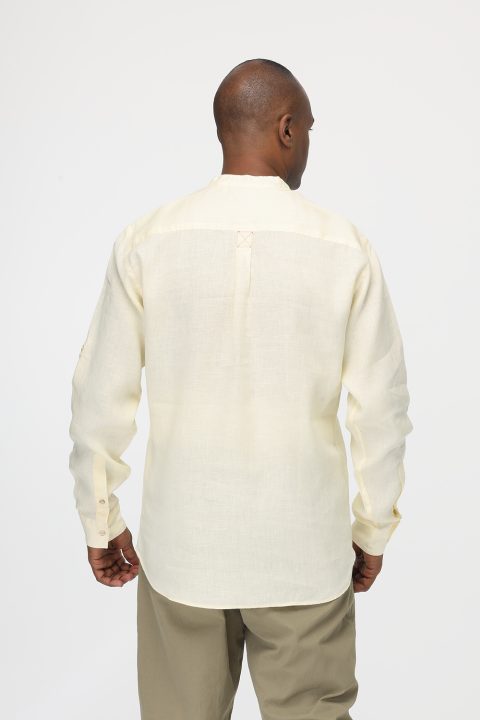 Regular Fit Linen Shirt Yellow - Image 4