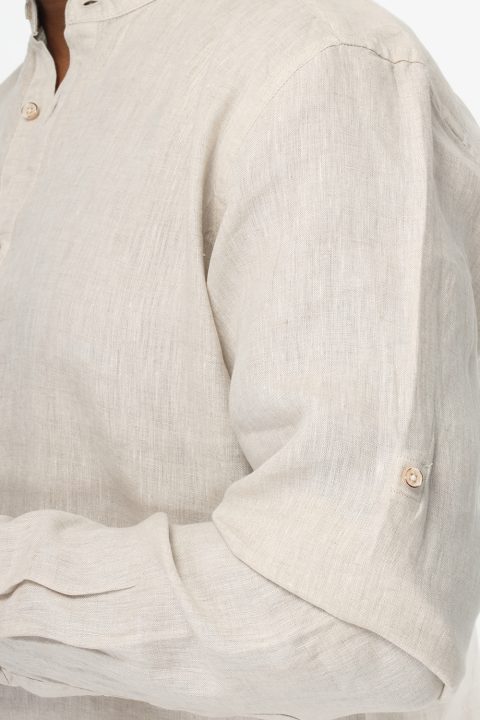 Regular Fit Linen Shirt Beige - Image 5