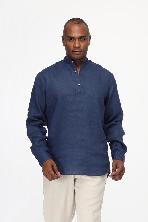 Regular Fit Linen Shirt Blue