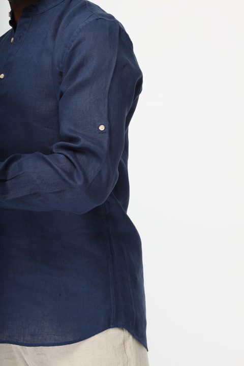 Regular Fit Linen Shirt Blue - Image 5