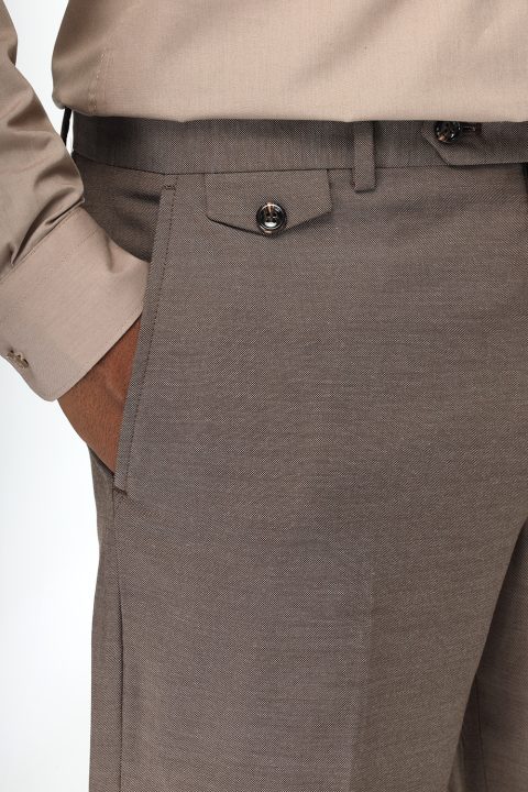 Slim Straight Fit Classic Pants Brown - Image 3