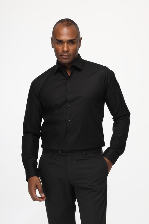 Classic Shirt Slim Fit 100% Cotton Black