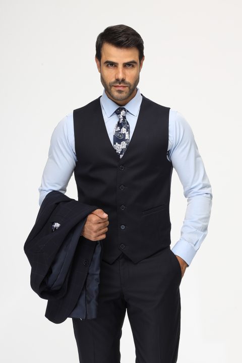 Slim Fit Suit Dark Blue - Image 3