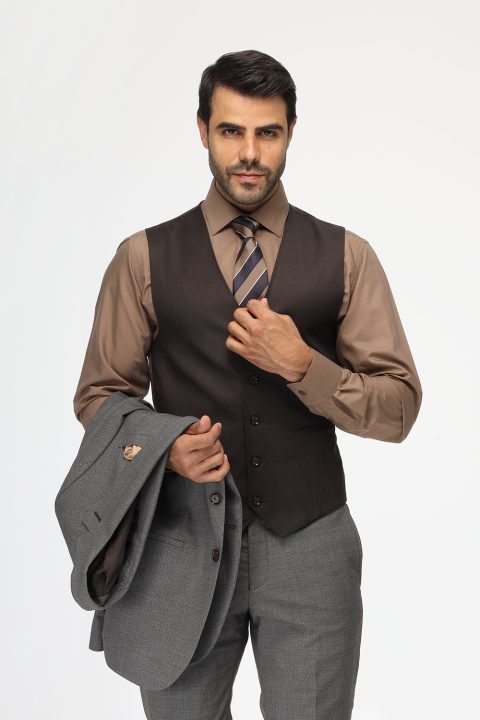Slim Fit Suit Brown - Image 3