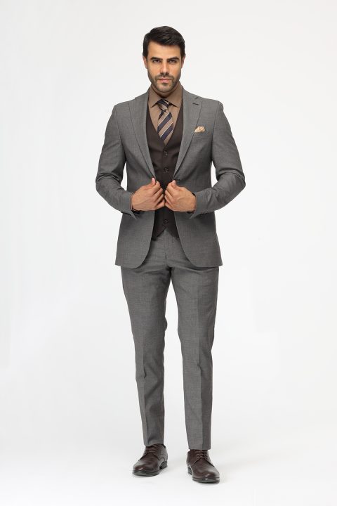Slim Fit Suit Brown