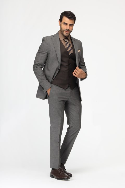 Slim Fit Suit Brown - Image 4