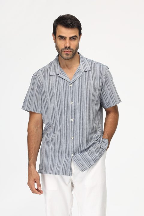 Regular Fit Shirt Half Blue
