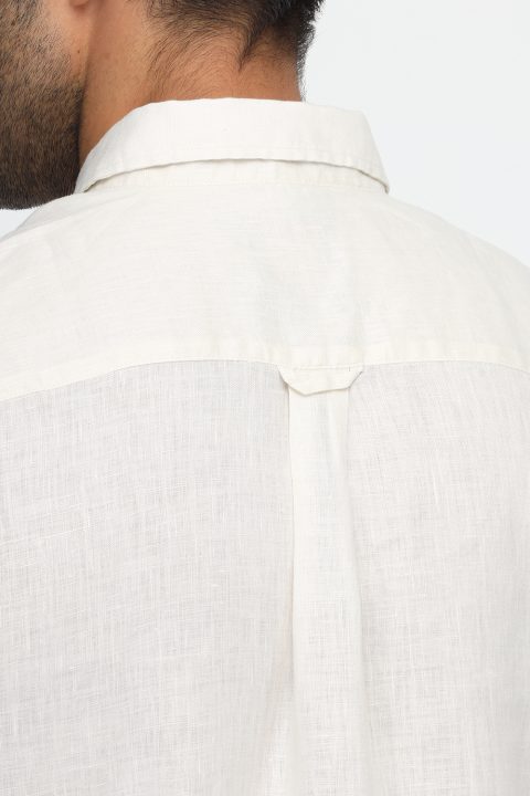 Regular Fit Linen Shirt Off White - Image 4