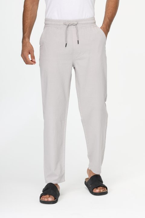 Regular Fit Cotton Linen Trousers Light Gray