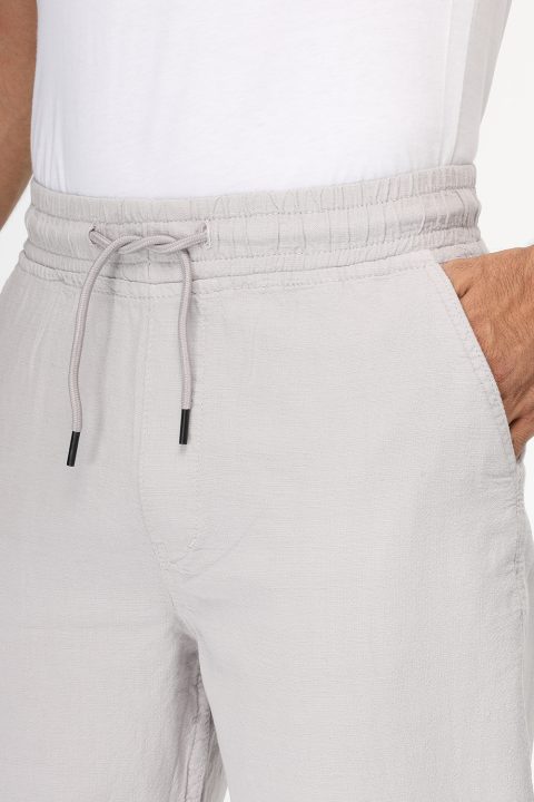 Regular Fit Cotton Linen Trousers Light Gray - Image 4