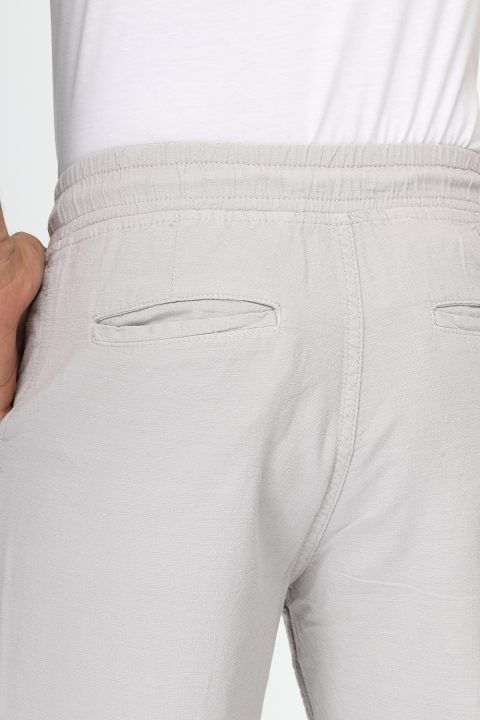 Regular Fit Cotton Linen Trousers Light Gray - Image 5