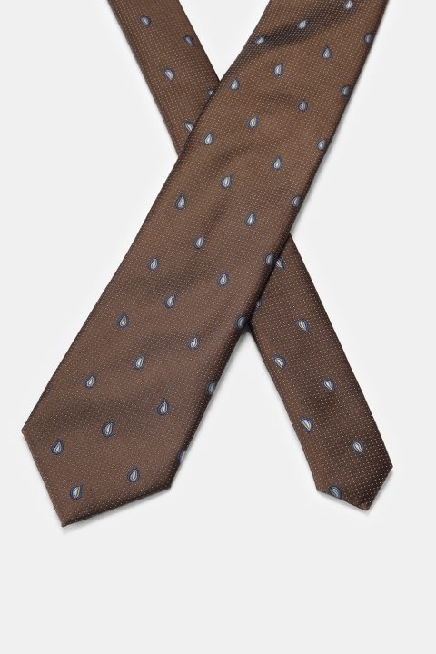 Jacquard Tie 7 cm Brown - Image 2
