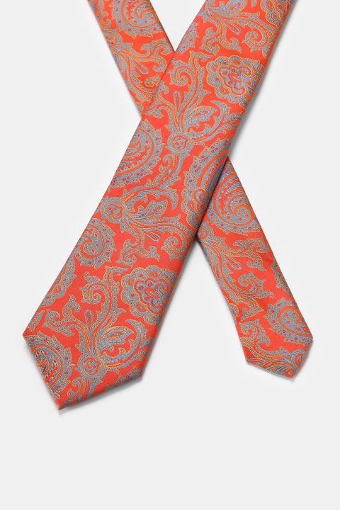 Jacquard Tie 7 cm Orange - Image 2