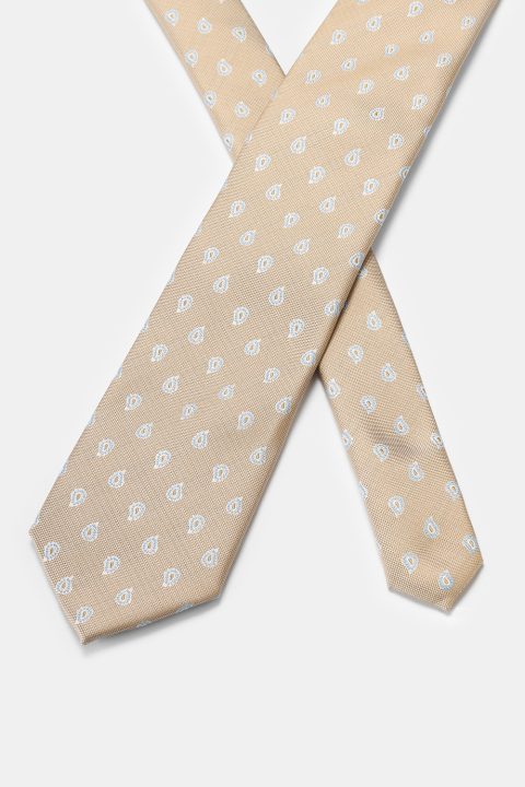 Jacquard Tie 7 cm Beige - Image 2
