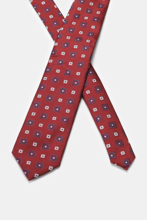 Jacquard Tie 7 cm Maroon - Image 2