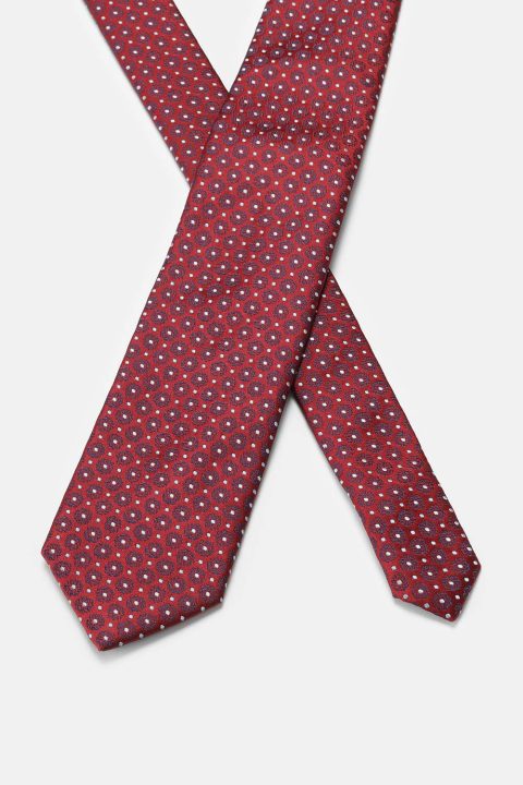 Jacquard Tie 7 cm Maroon - Image 2