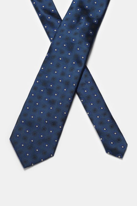 Jacquard Tie 7 cm Dark Blue - Image 2