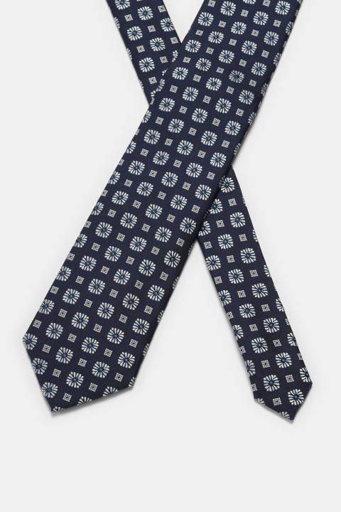 Jacquard Tie 7 cm Dark Blue - Image 2