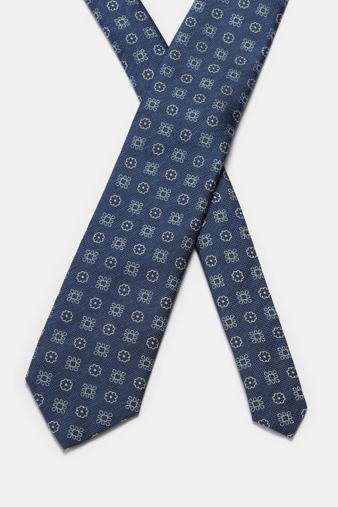 Jacquard Tie 7 cm Dark Blue - Image 2